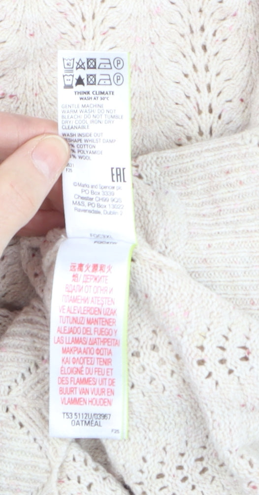 Marks and Spencer Per Una Women Beige Knit Jumper Size 14 Pullover