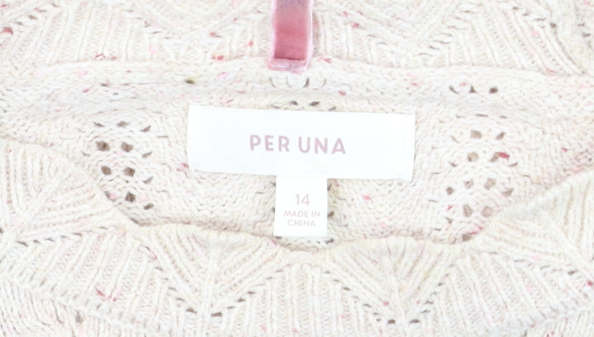 Marks and Spencer Per Una Women Beige Knit Jumper Size 14 Pullover