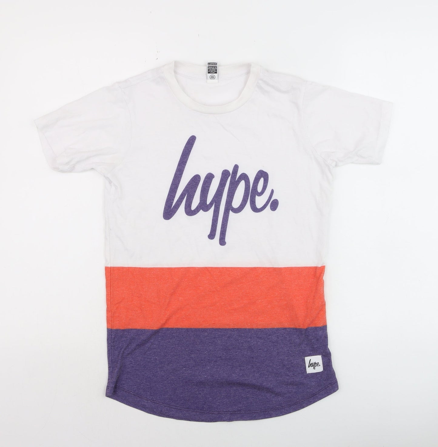 Hype Kids Girls White Orange Purple Colourblock T-Shirt 13 Years