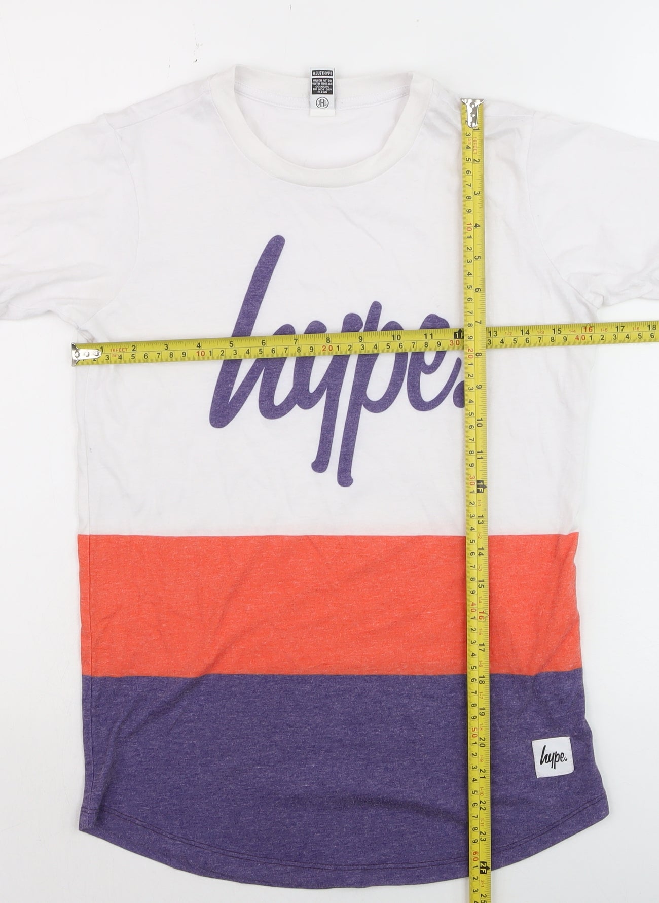 Hype Kids Girls White Orange Purple Colourblock T-Shirt 13 Years