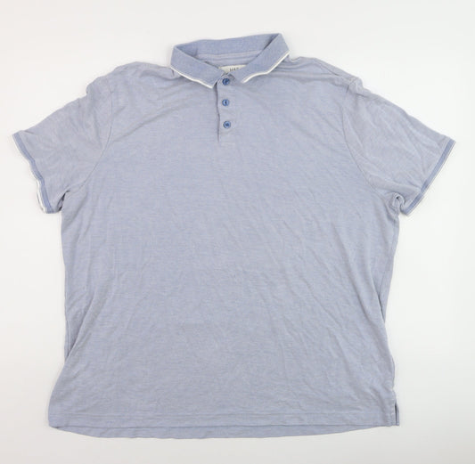 Marks and Spencer Men's Blue 2XL Short Sleeve Polo Shirt