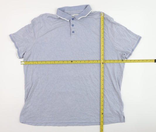 Marks and Spencer Men's Blue 2XL Short Sleeve Polo Shirt