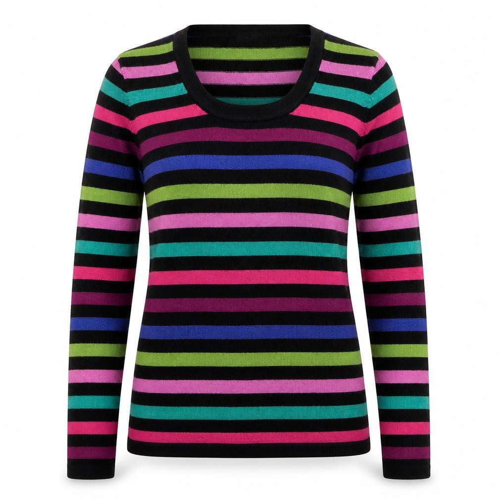 Viyella Women's Multicoloured Striped Wool Pullover Jumper M
