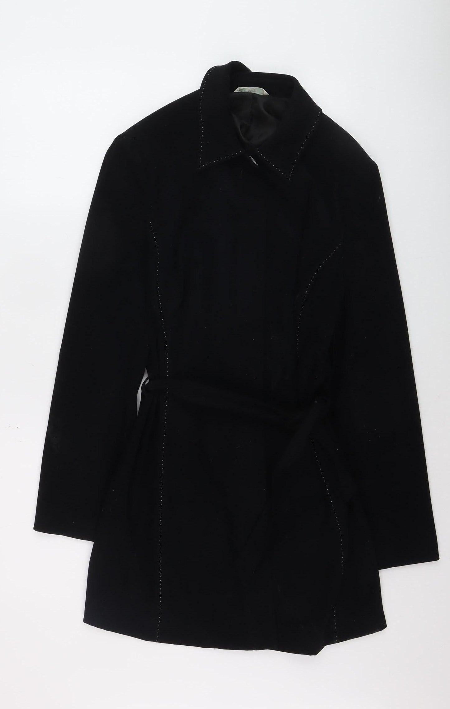Marks and Spencer Women’s Black Wool Blend Belted Overcoat Size 16