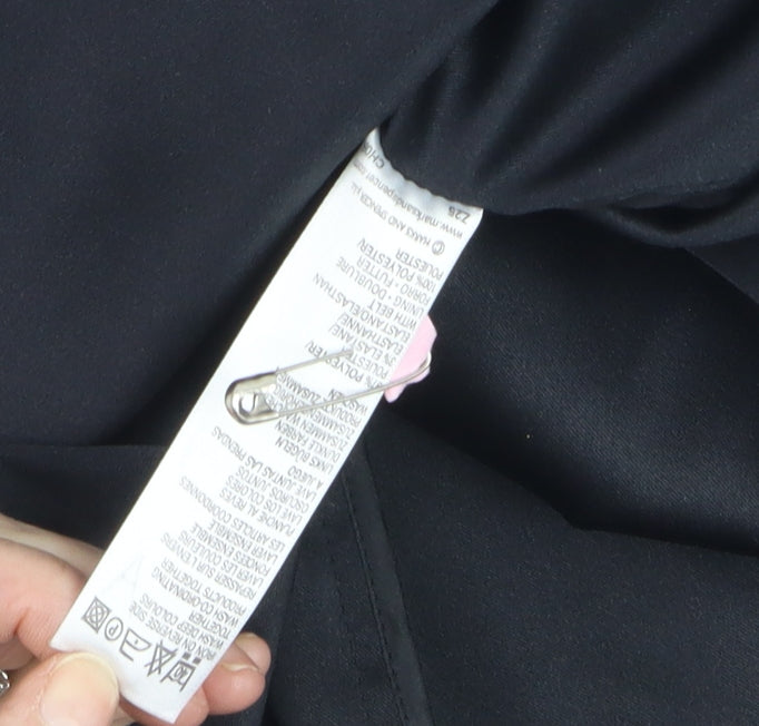 Marks and Spencer Women’s Black Wool Blend Belted Overcoat Size 16
