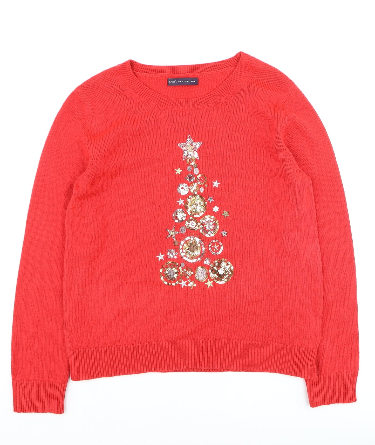 Marks and Spencer Womens Red Christmas Sequin Jumper Medium