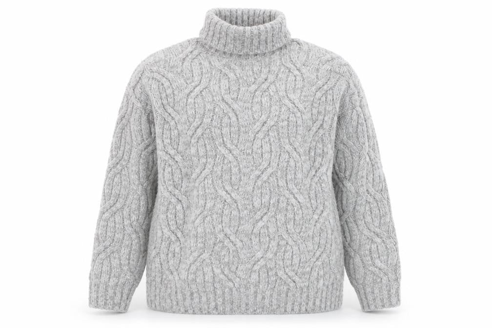 Marks and Spencer Men's Grey Cable Knit Roll Neck Jumper Size S