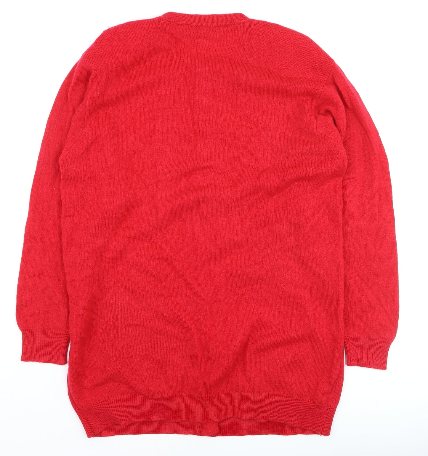 Marks and Spencer Women Red Lambswool Long Sleeve Cardigan Size 12