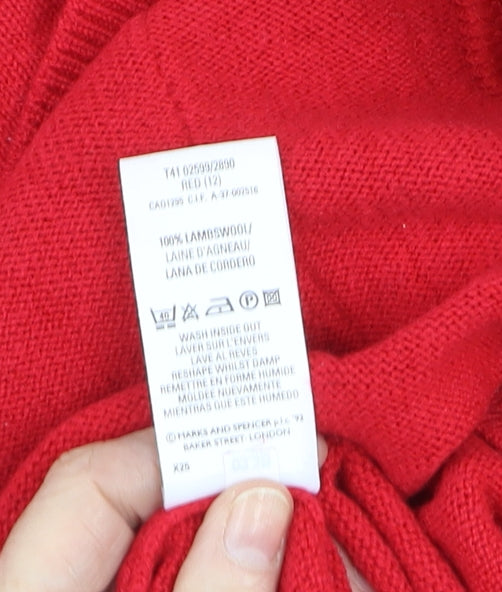 Marks and Spencer Women Red Lambswool Long Sleeve Cardigan Size 12