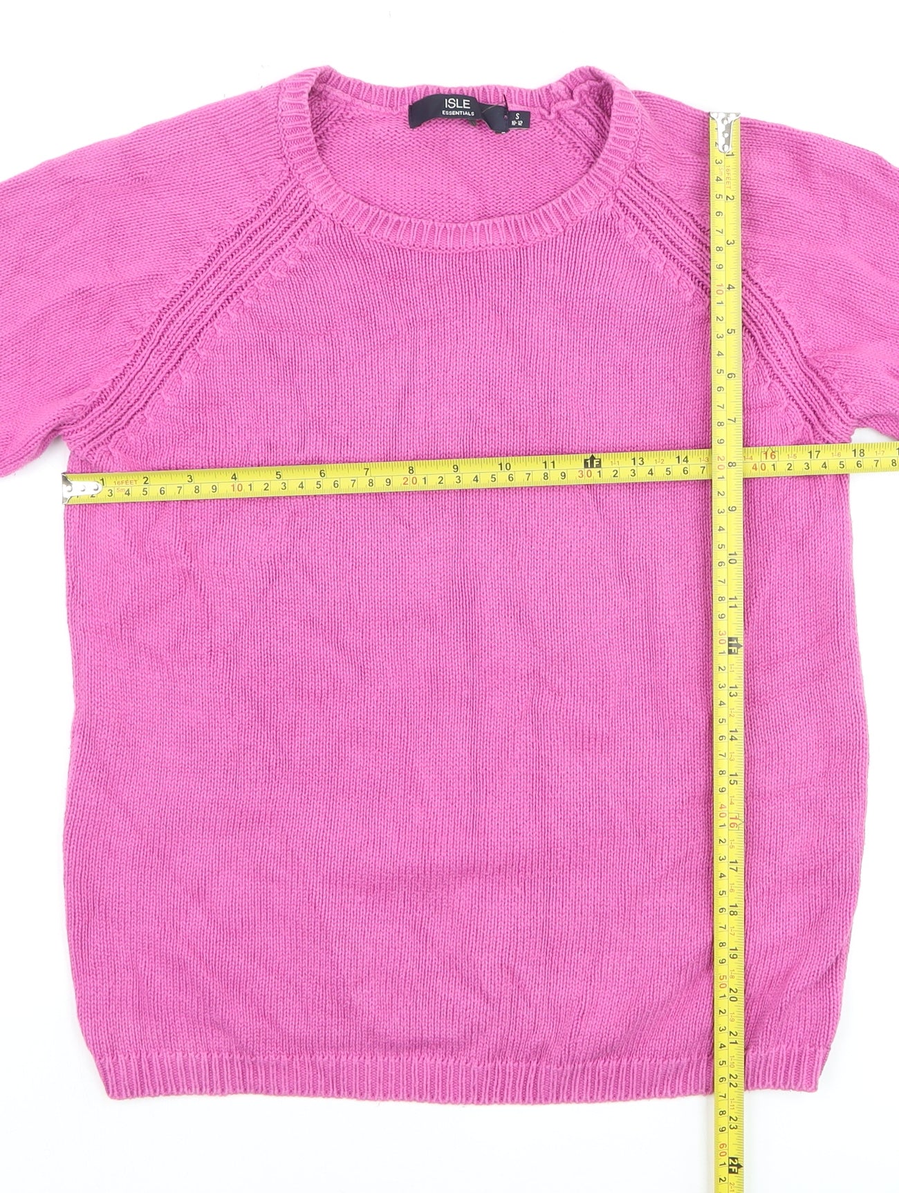 ISLE Essentials Women's Pink Cotton Crew Neck Jumper Size S 10-12