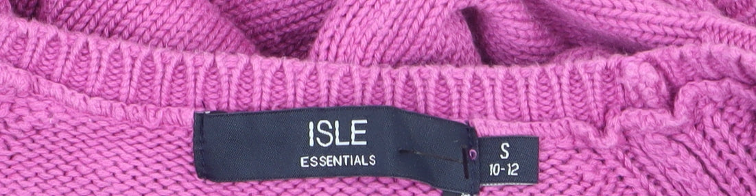 ISLE Essentials Women's Pink Cotton Crew Neck Jumper Size S 10-12