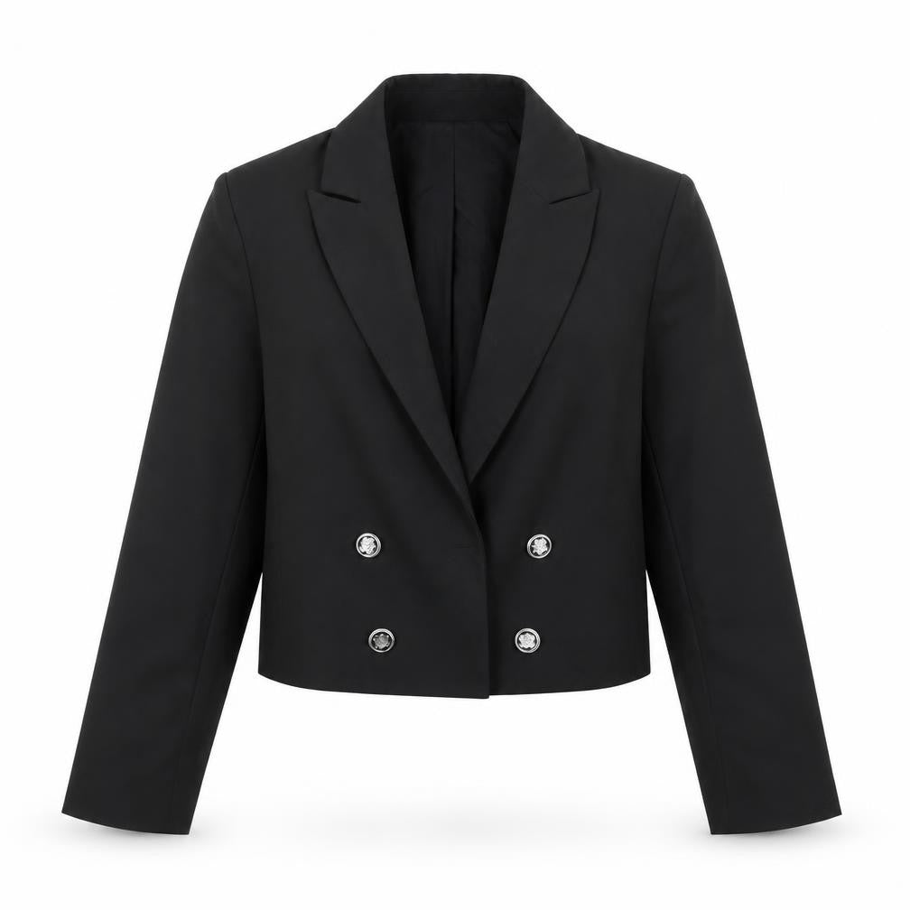 Joie Women's Black Double-Breasted Cropped Blazer Size L