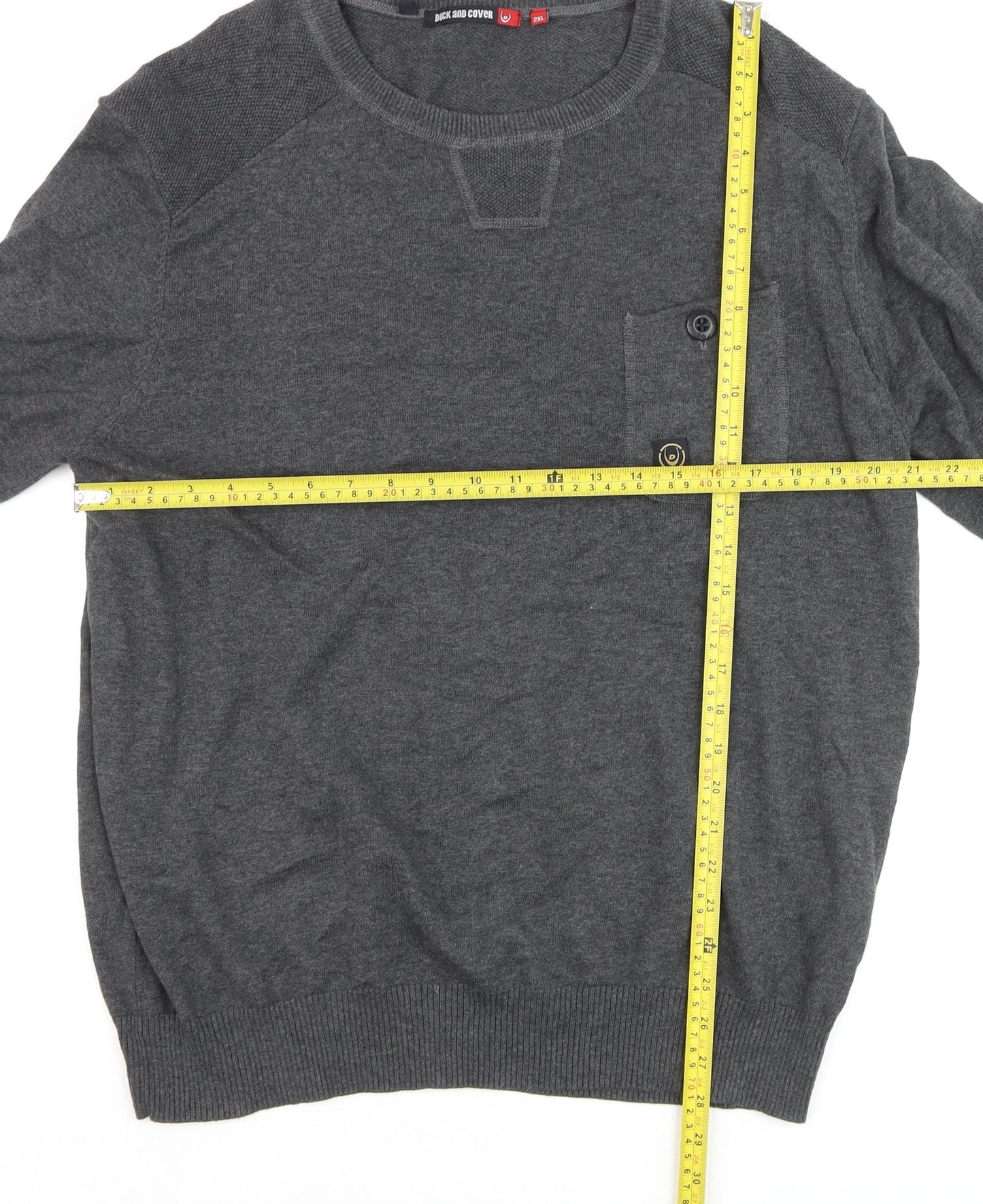 Duck and Cover Men’s Grey 2XL Cotton Crew Neck Pullover Jumper