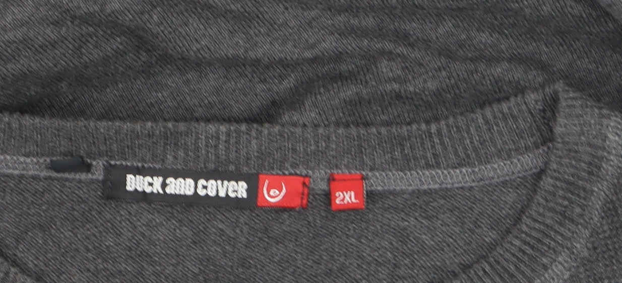 Duck and Cover Men’s Grey 2XL Cotton Crew Neck Pullover Jumper