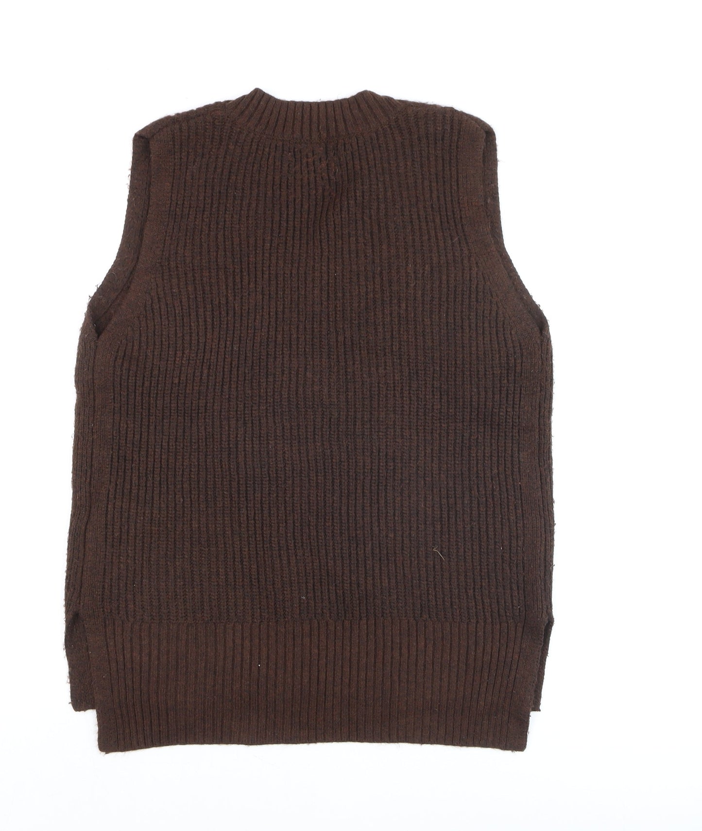 Marks and Spencer Men's Brown Cable-Knit Sleeveless V-Neck Jumper Vest Size S