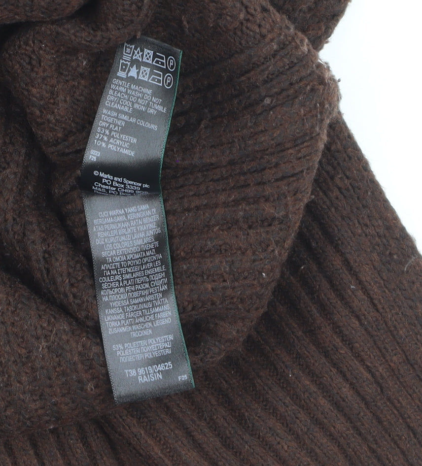 Marks and Spencer Men's Brown Cable-Knit Sleeveless V-Neck Jumper Vest Size S