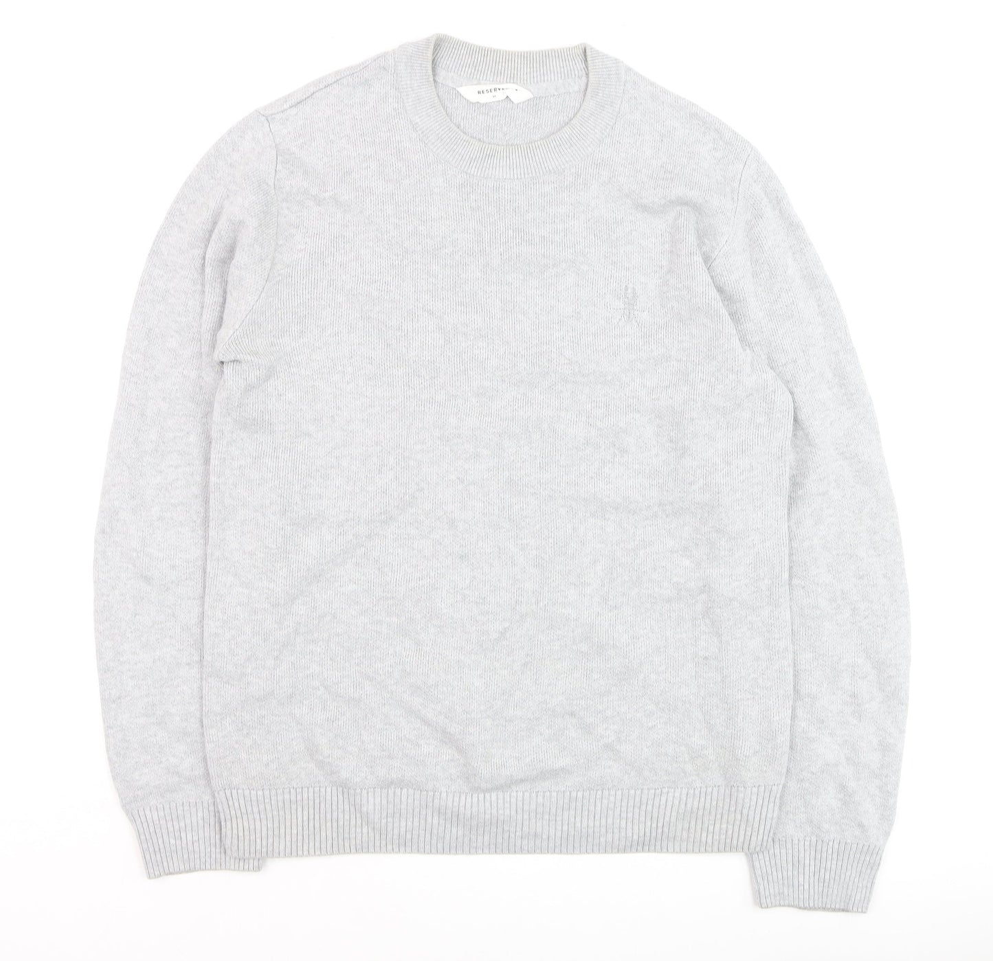 Reserved Men's Grey Cotton Knit Crew Neck Jumper Size M