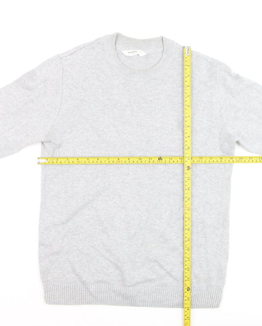 Reserved Men's Grey Cotton Knit Crew Neck Jumper Size M