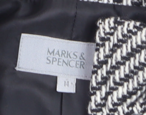 Marks and Spencer Women's Black Wool Tweed Zip Jacket Size 14
