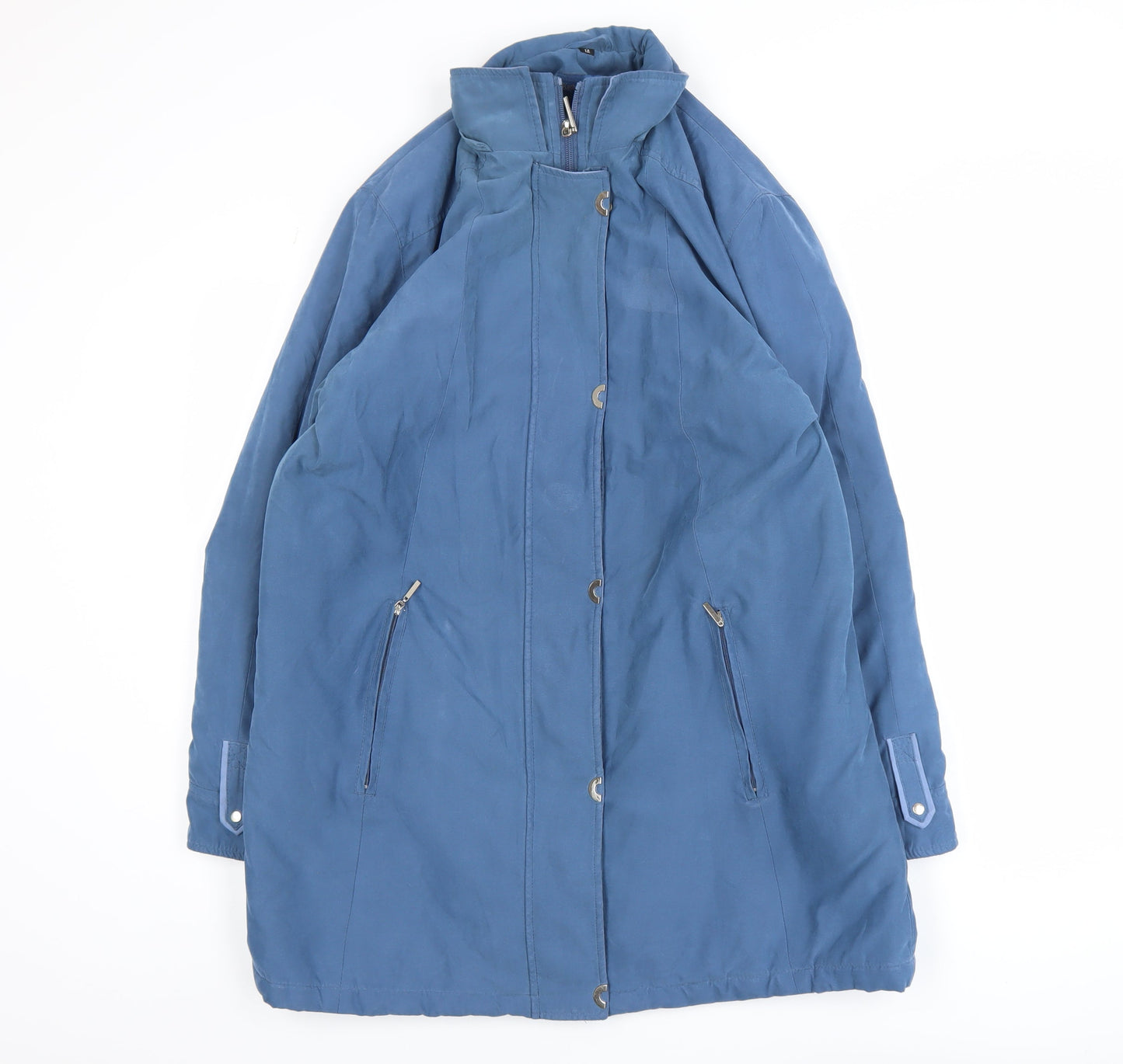 Katherine Hammond Women's Blue Long Coat Size 14 Lined Overcoat