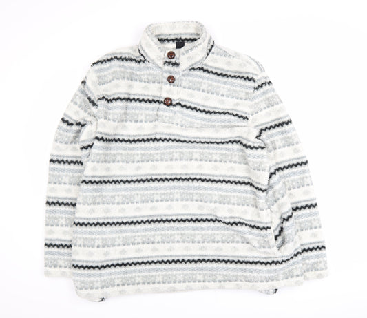 Cotton Traders Men’s Grey Fleece Henley Sweatshirt XL Winter Warm