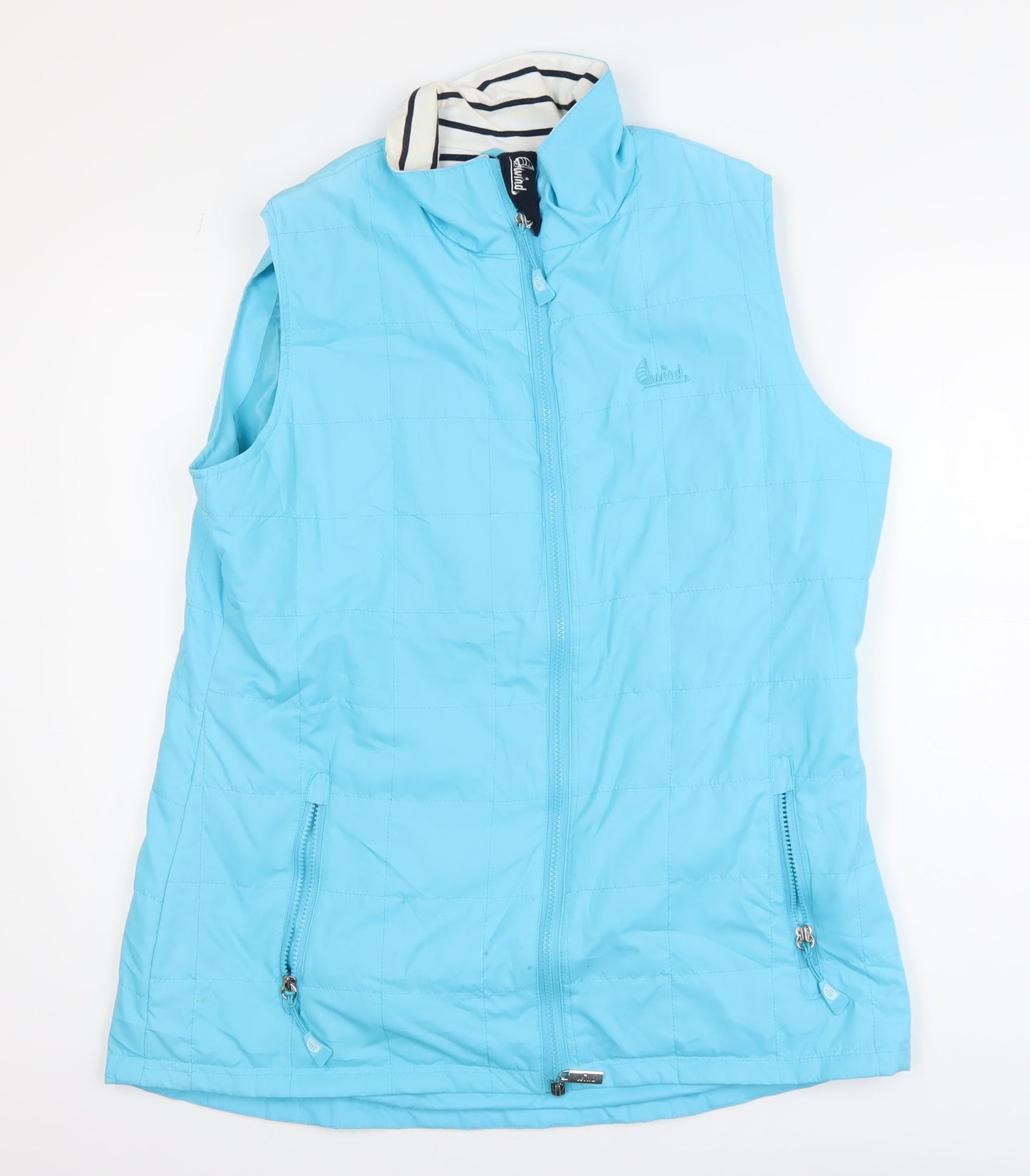 By Wind Womens Blue Quilted Polyester Sleeveless Bodywarmer M