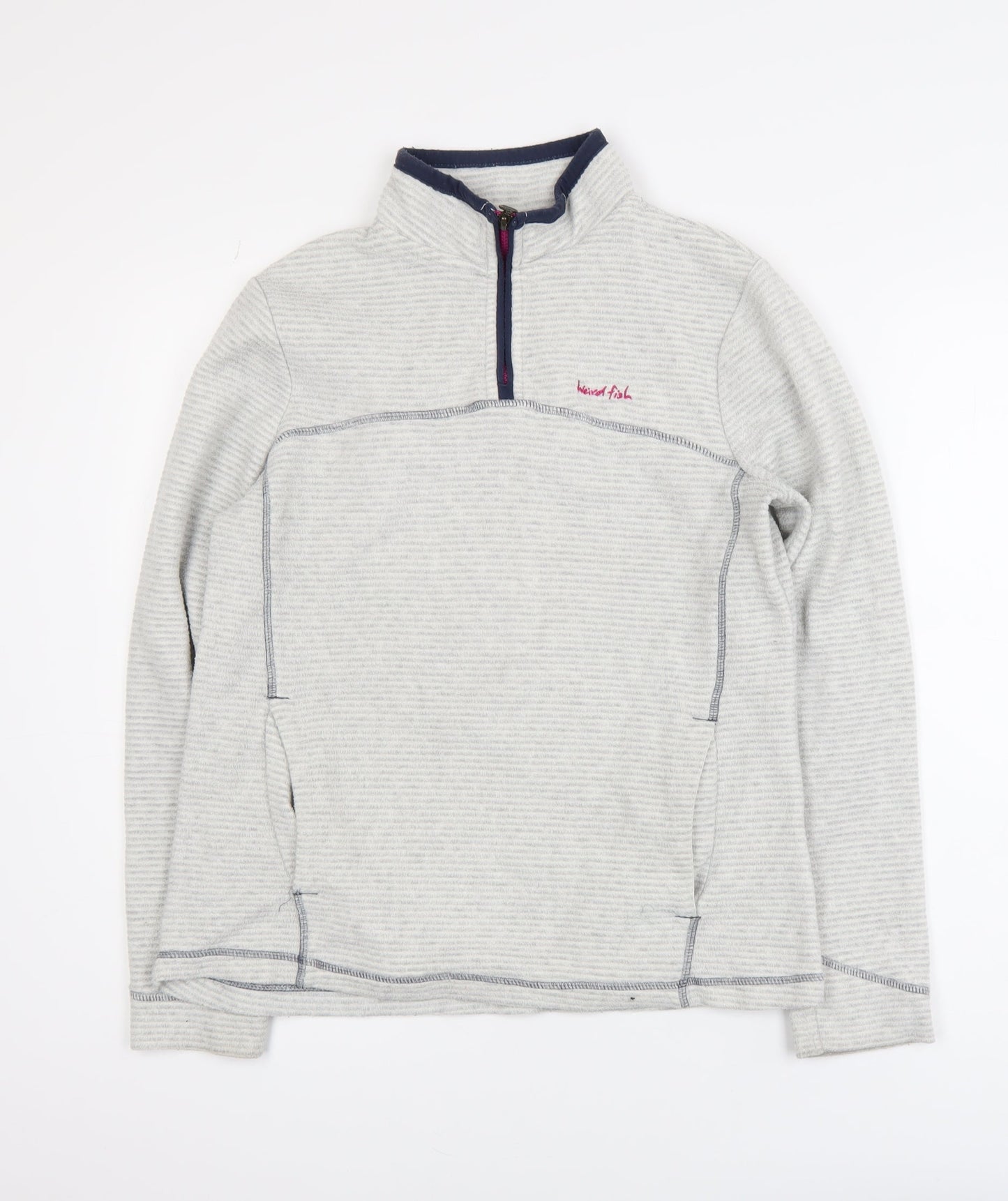 Weird Fish Women’s Grey 1/4 Zip Fleece Active Jacket Size 10