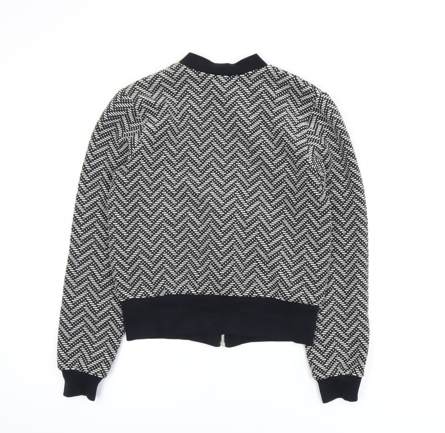 Miss Selfridge Women’s Black Herringbone Bomber Jacket Size 6