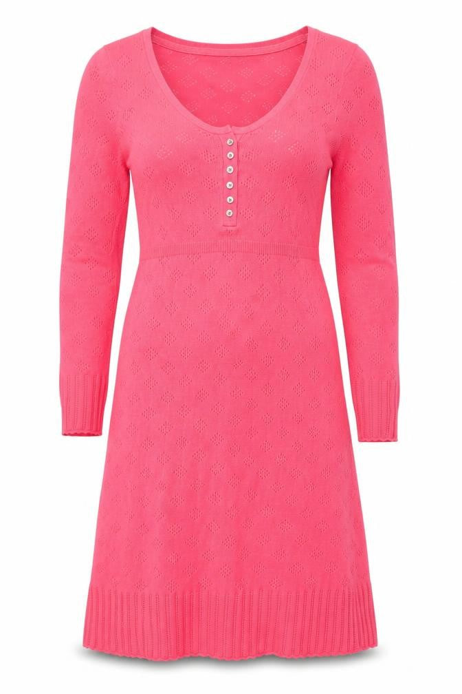 White Stuff Women Pink Jumper Dress Size 8 Knit Long Sleeve