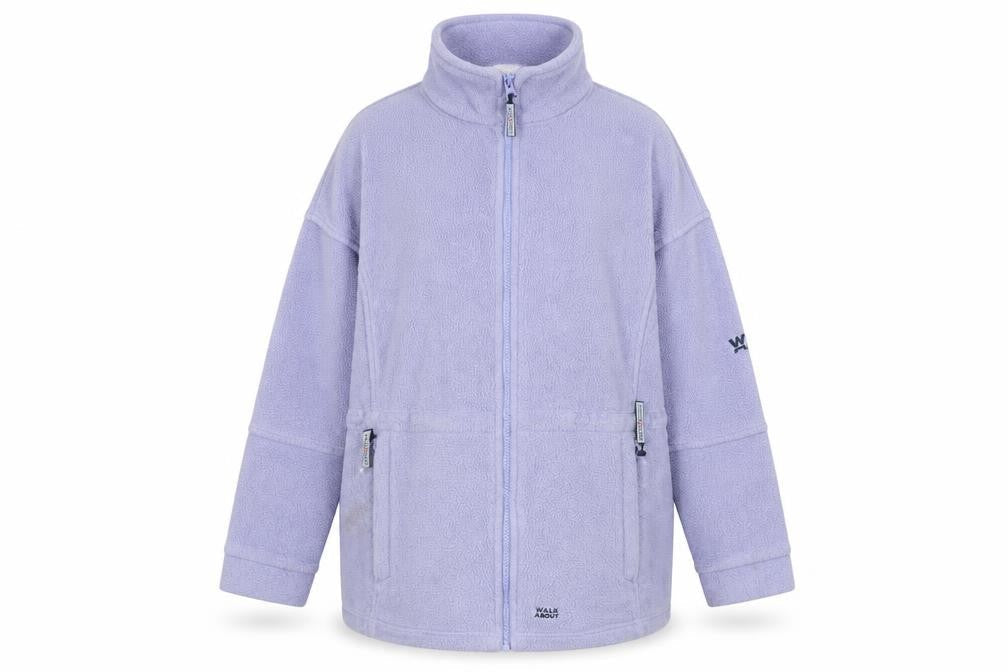 Front view of Walk About Women Purple Fleece Full Zip Jacket, size 10, Activewear