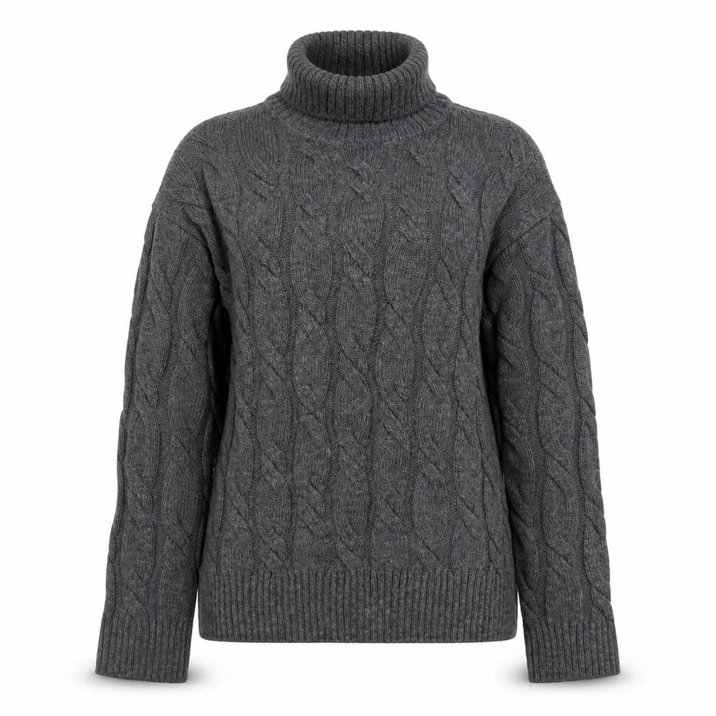 Marks & Spencer Women’s Grey Roll Neck Cable-Knit Jumper XS