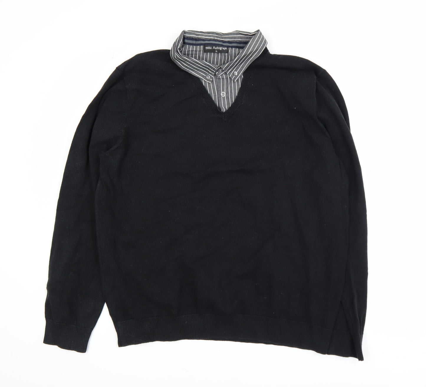 Marks and Spencer Men’s Black XL Autograph V-Neck Jumper