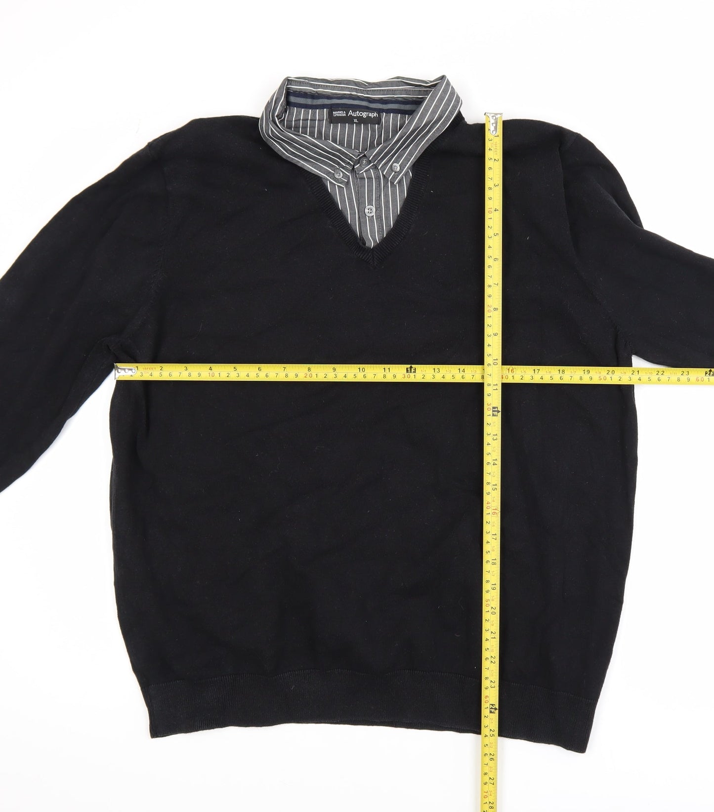 Marks and Spencer Men’s Black XL Autograph V-Neck Jumper