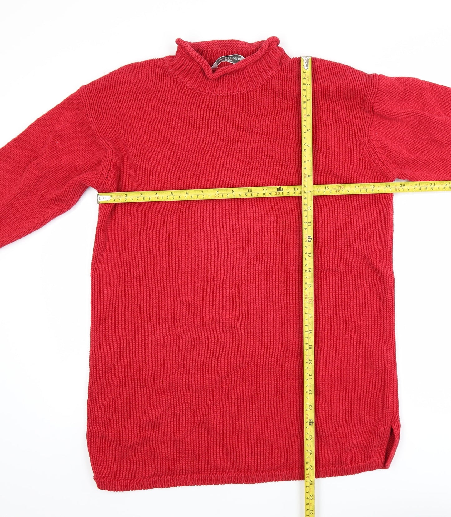 Marks & Spencer Women’s Red Cotton Roll Neck Jumper Size 12