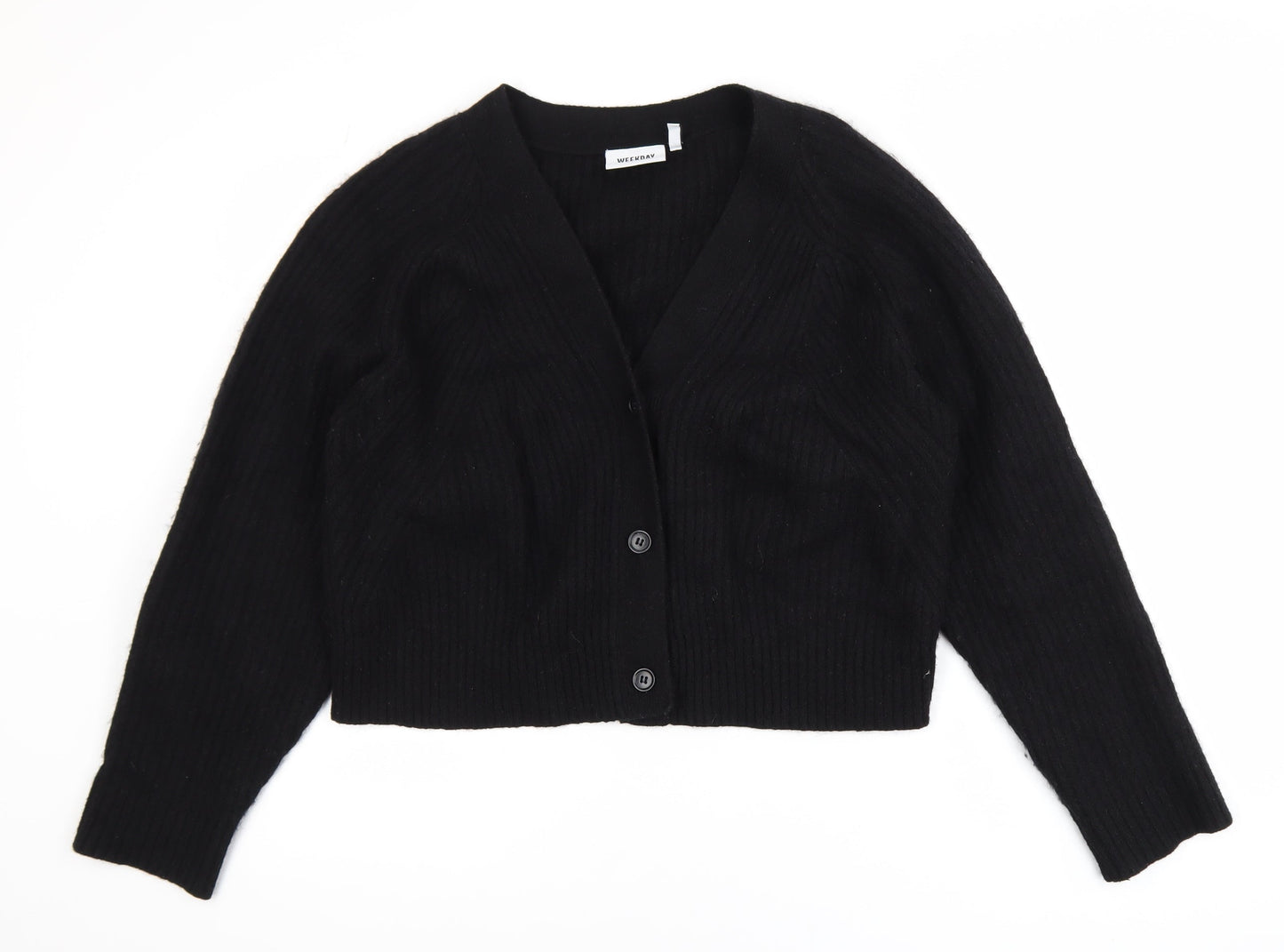 Weekday Women's Black V-Neck Cardigan Jumper Size M