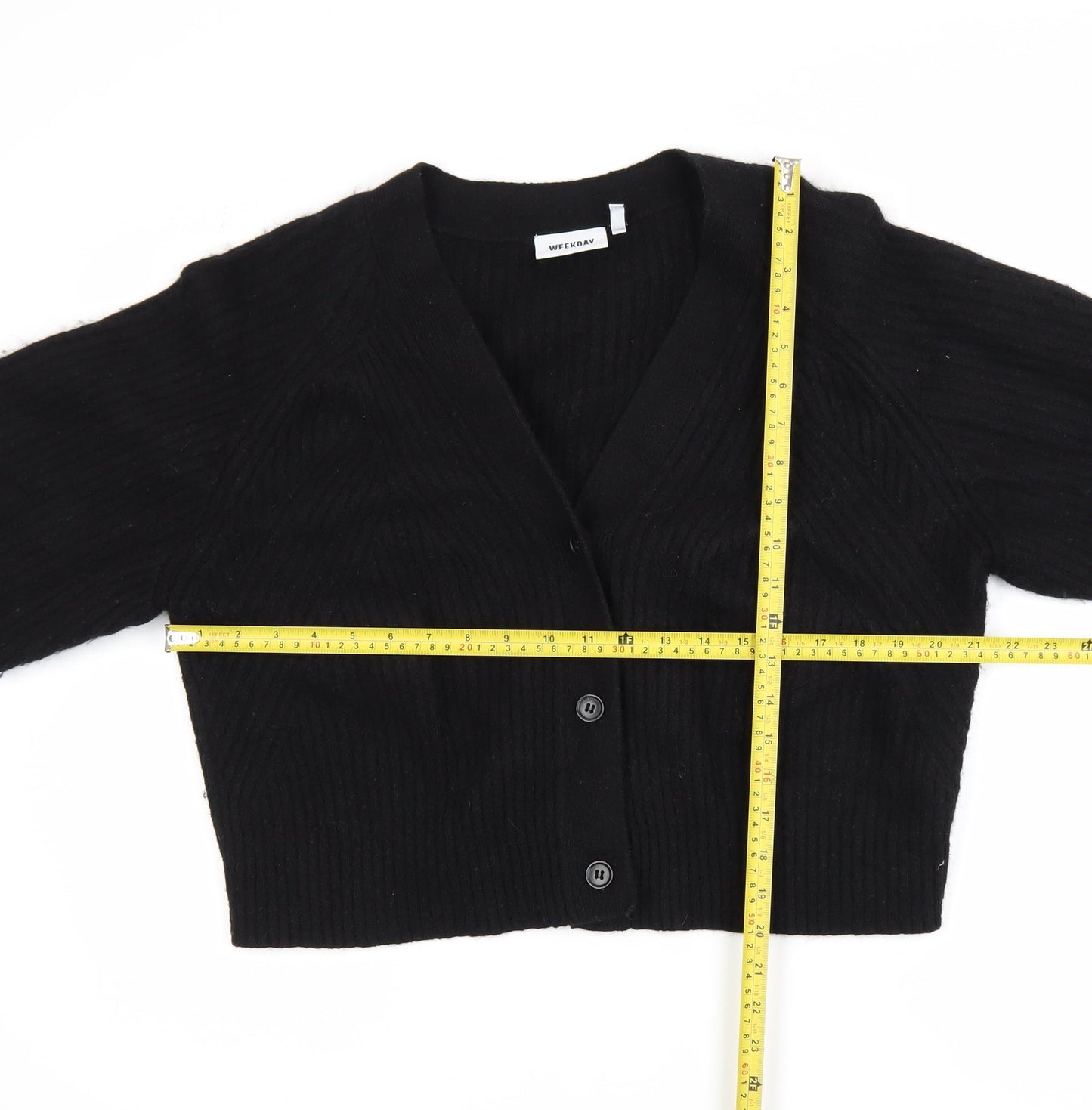 Weekday Women's Black V-Neck Cardigan Jumper Size M