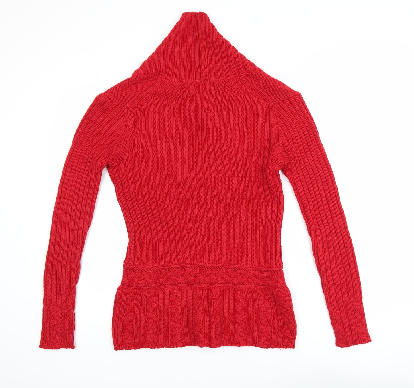 Old Navy Women's Red Cable-Knit Shawl Pullover Jumper Size S
