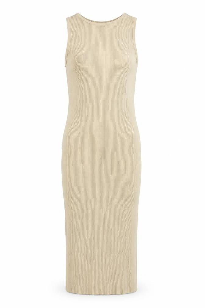 Pretty Lavish Women’s Beige Knit Sleeveless Bodycon Midi Dress S