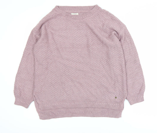 Fat Face Women’s Pink Cotton Wool Crew Neck Jumper Size 8