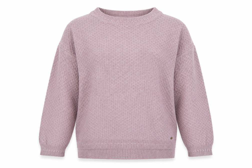 Front view of FatFace Women’s Pink Cotton Wool Crew Neck Jumper, size UK 8