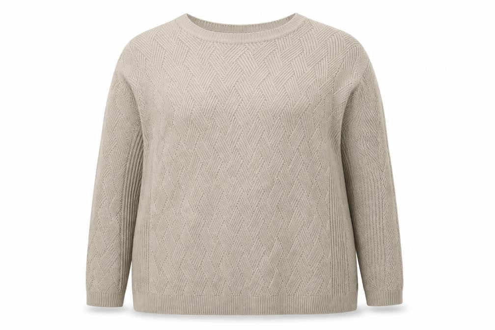 Isle Women's Beige Cable-Knit Acrylic Jumper Size 18-20 L