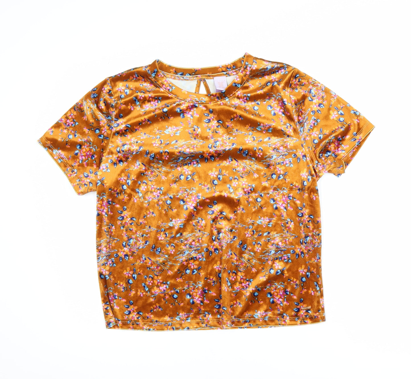 Savage X Fenty Womens Orange Floral Velvet T-Shirt M