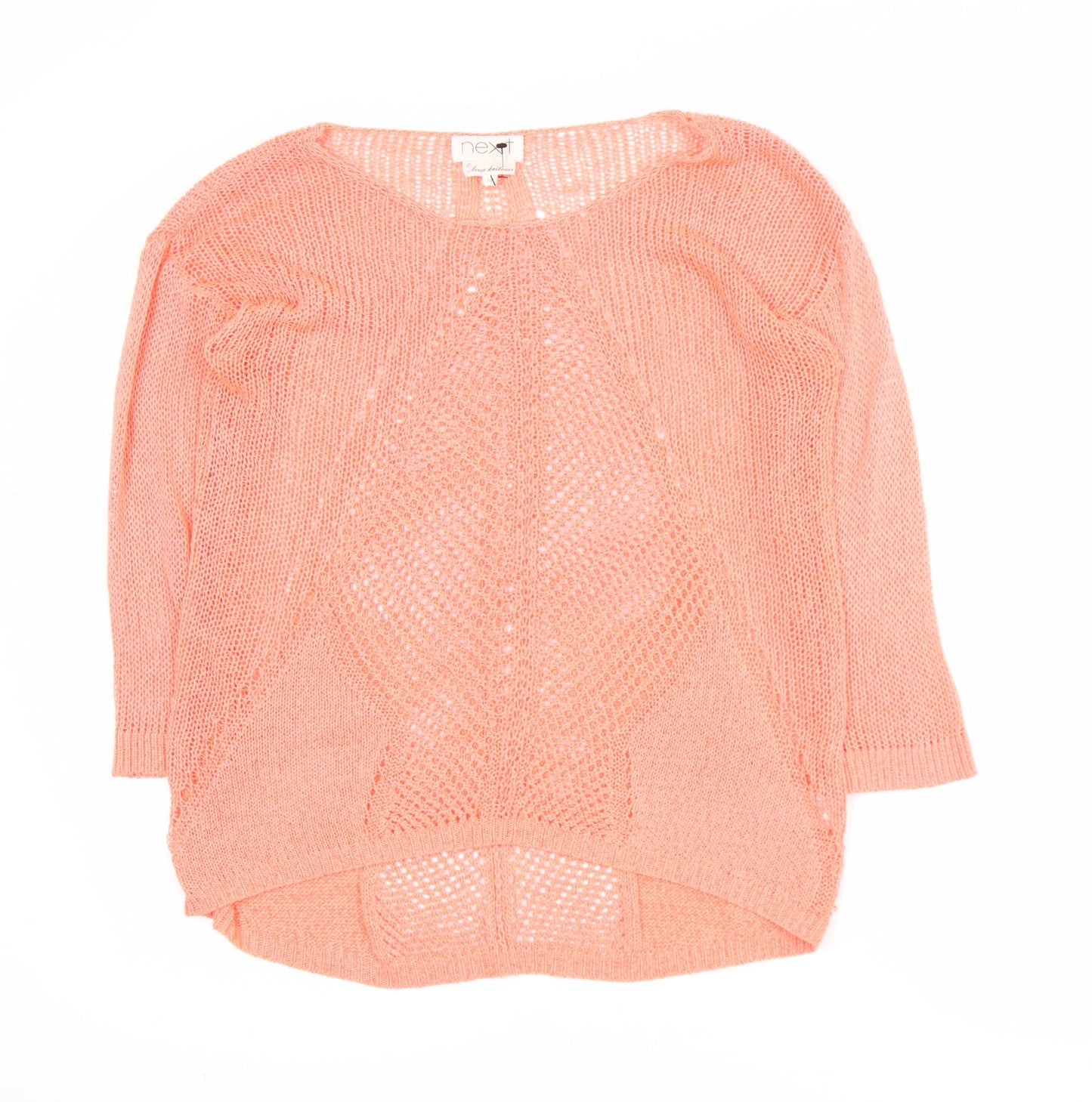 Next Women Coral Open-Knit Acrylic Nylon Pullover Jumper Size 10