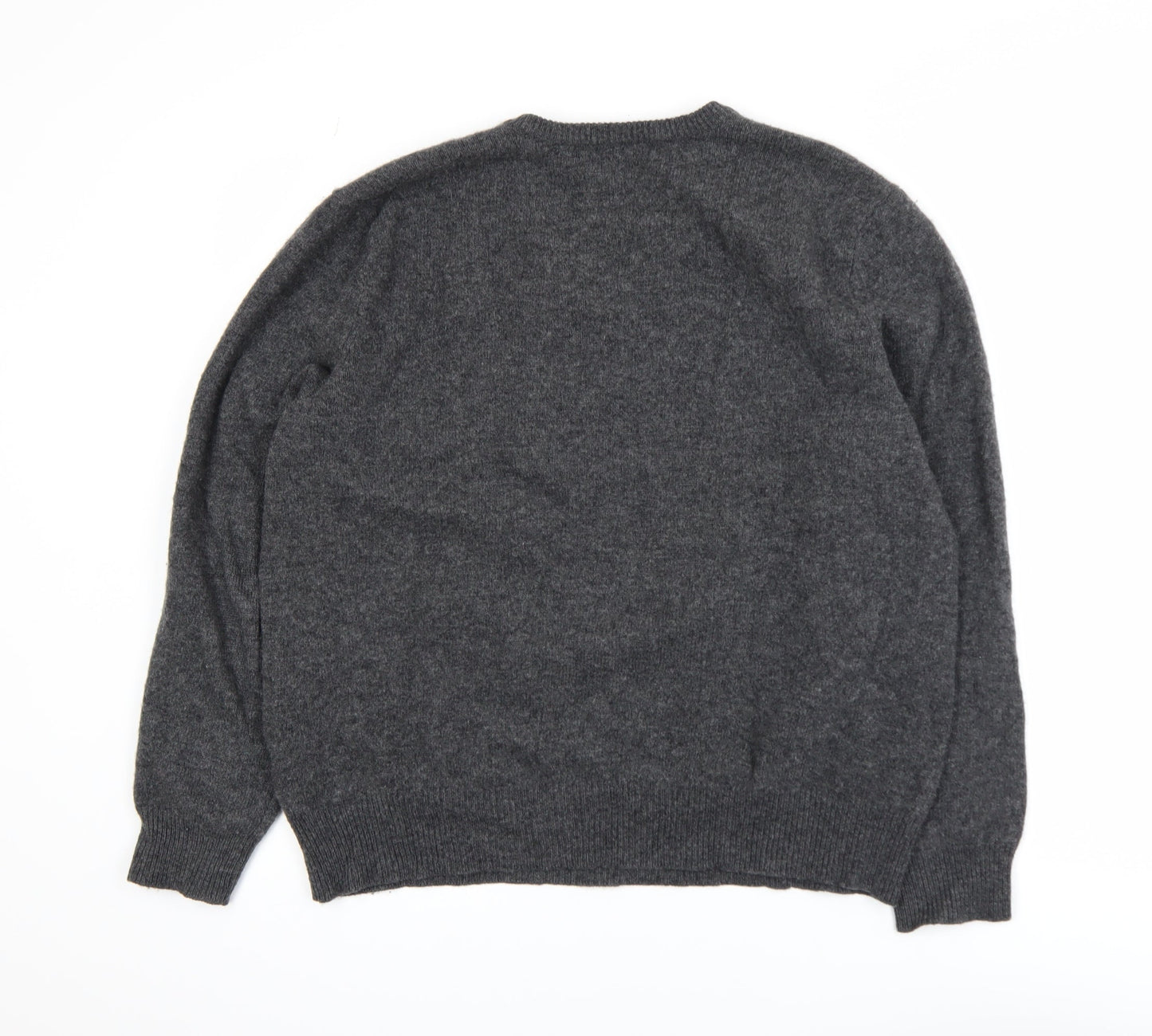 Polo Ralph Lauren Men's Grey Lambswool V-Neck Jumper Size L