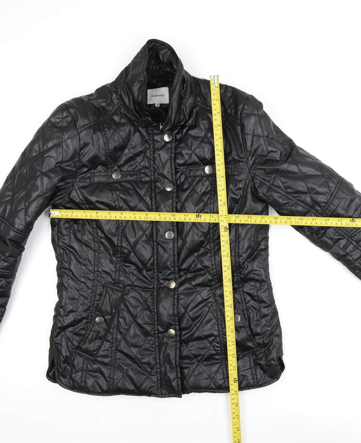 b.young Women's Black Quilted Short Jacket Size 10