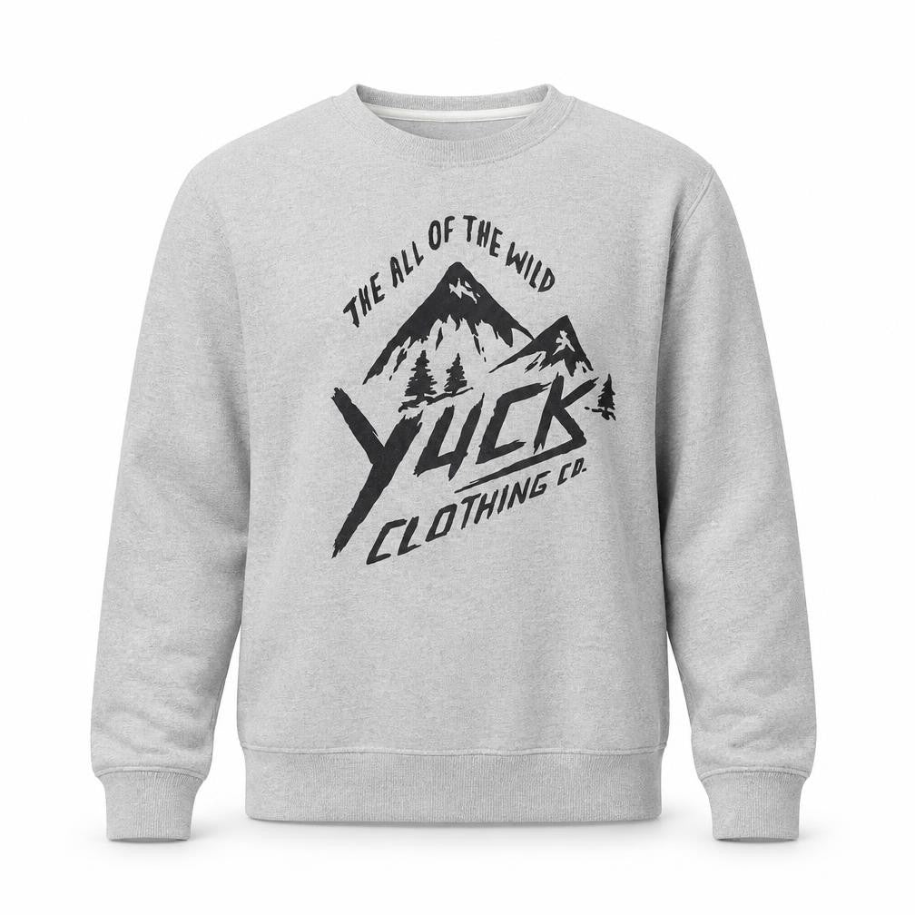 Front view of Yuck Clothing Co. Men's Grey Small Pullover Sweatshirt