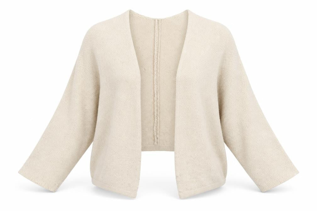 Front view of Brandy Melville Women Beige Chunky-Knit Open Cardigan One Size