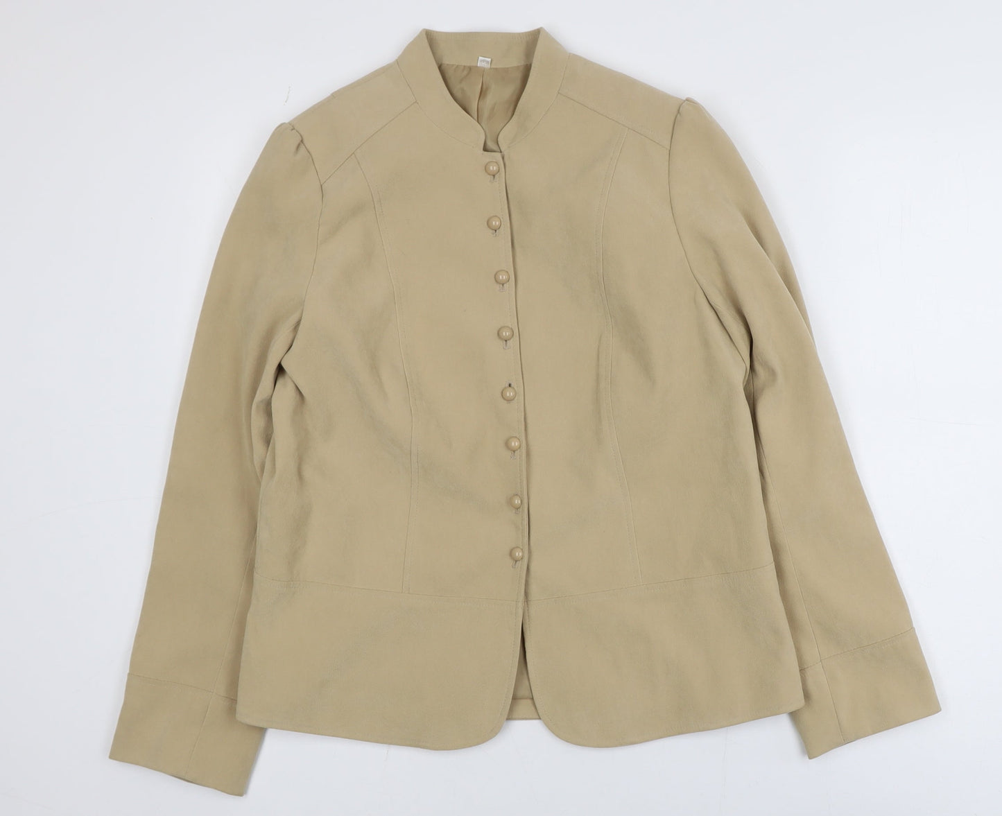 Style by EWM Women's Beige Size 12 Long Sleeve Button Jacket