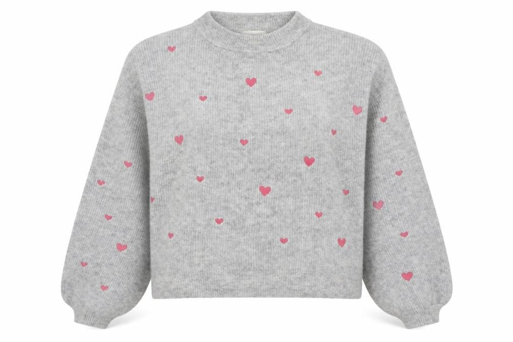 Fabienne Chapot Women's Grey Heart Knit Pullover Jumper XS