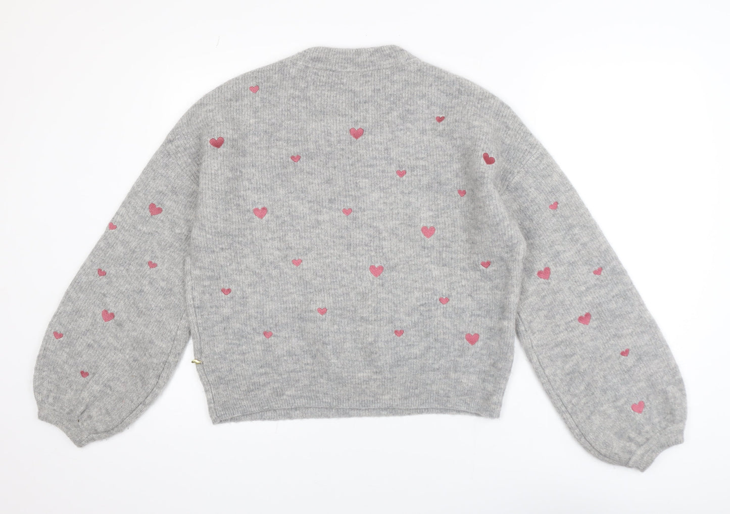 Fabienne Chapot Women's Grey Heart Knit Pullover Jumper XS